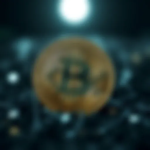 Bitcoin represented as a digital currency symbol