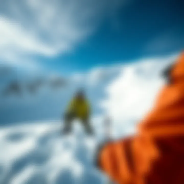 An avalanche expert studying snow layers, surrounded by pristine wilderness.