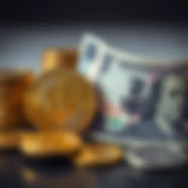 Bitcoin and traditional currency side by side