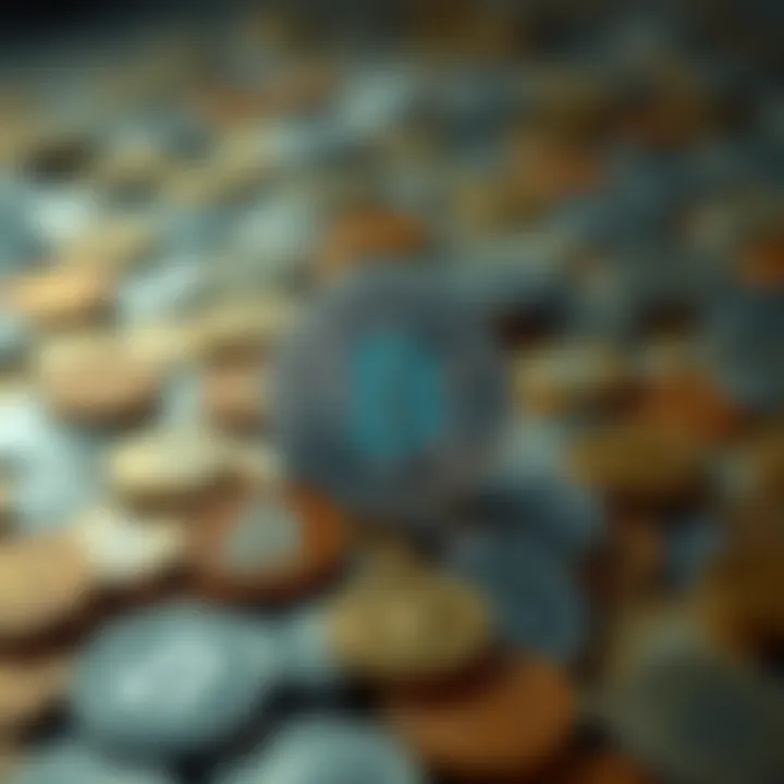 A visual representation of traditional currency symbols merging with digital cryptocurrency icons in a seamless blend.