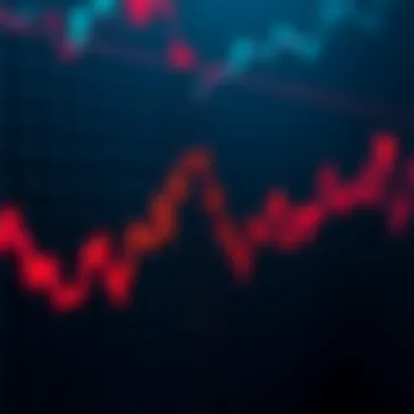 A dynamic graph representing the fluctuations between traditional currency and cryptocurrency exchange rates.