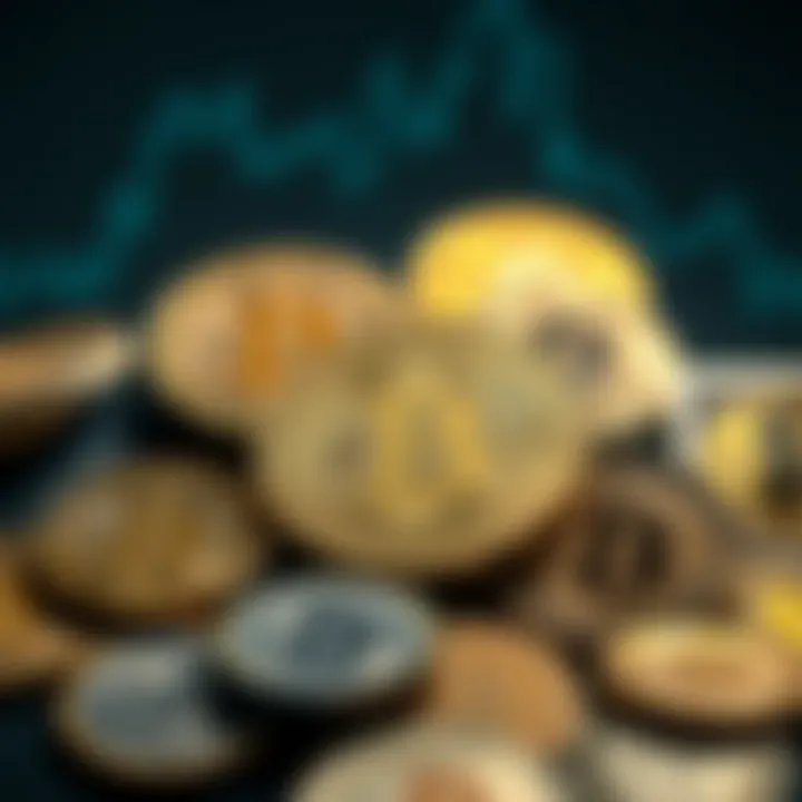 Diverse cryptocurrency coins