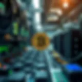 Conceptual representation of cryptocurrency mining technology