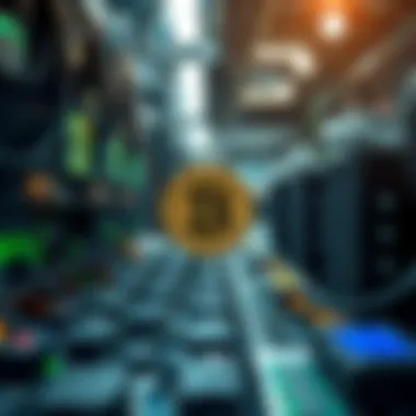 Conceptual representation of cryptocurrency mining technology