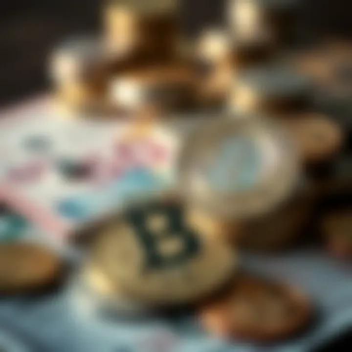 A conceptual image showing the interaction of traditional currencies and cryptocurrency.