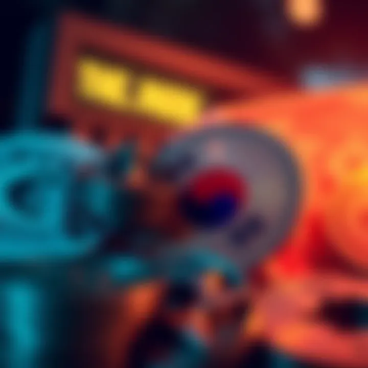 Currency exchange concept with Indian and Korean currency symbols