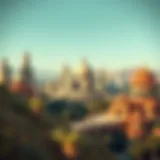 Virtual landscape of Decentraland showcasing unique architecture