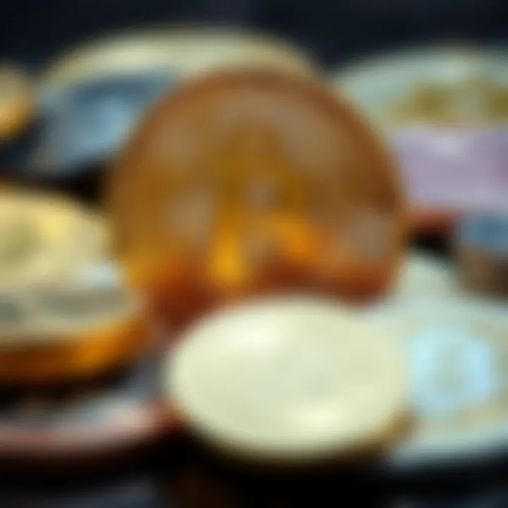 Diverse cryptocurrencies showcasing their unique features