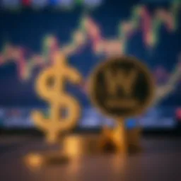 A visual representation of the dollar and won currency symbols against a backdrop of market trends.